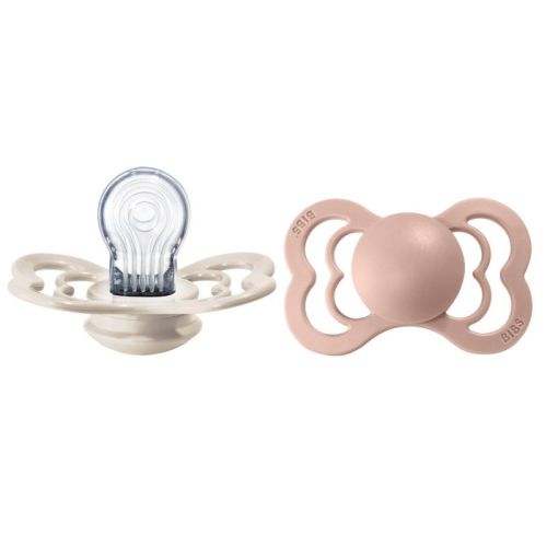 Bibs Supreme Silicone Pacifier - 6-18 Months - Size 2 - 2pk - Ivory/blush