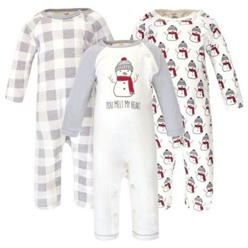 Touched By Nature Baby Organic Cotton Coveralls 3pk, Snowman, 3-6 Months