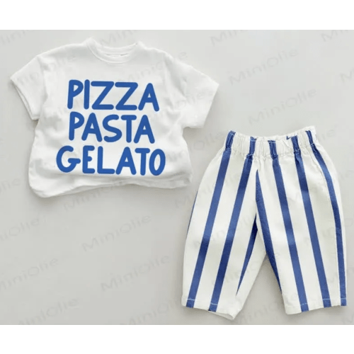 Baby Blue Vertical Striped 2-piece Set