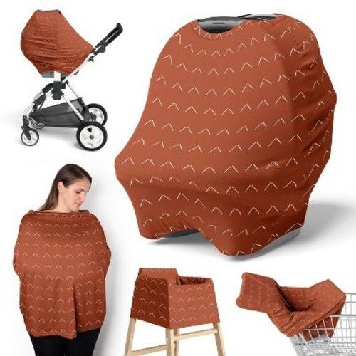 Sweet Jojo Designs Gender Neutral 5-in-1 Multi Use Baby Nursing Cover Diamond Tuft Orange And Ivory