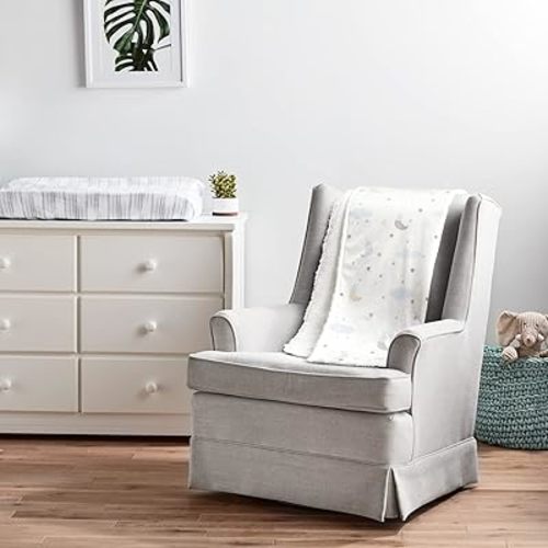 Lush Decor Goodnight Little Moon Soft Sherpa Baby Blanket, 40" x 30", Blue