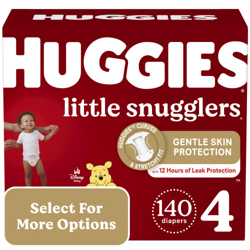 Huggies Little Snugglers Baby Diapers, Size 4 (22-37 lbs), 140 Ct (Select for More Options)