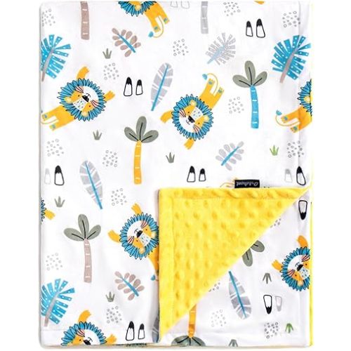 QSTEHEML Baby Blanket for Boys Girls,Super Soft Baby Minky Blanket,Fluffy Warm Lightweight Newborn Blanket,Double Layer with Dotted Backing, Animal Pattern Toddler Blanket (Lion, 30 * 40inch)