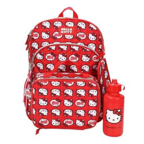 Hello Kitty Sanrio Quilted 16" Backpack 5pc Set - Red
