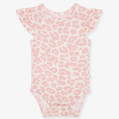 Leopard Pink Ruffled Cap Sleeve Baby Bodysuit | Delaney