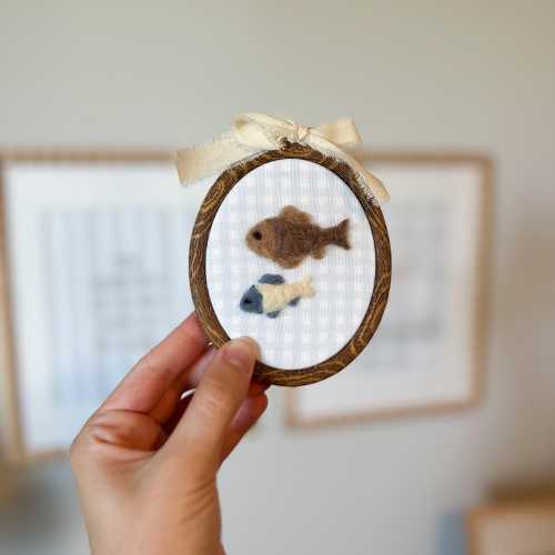 Needle Felted Fish Nursery Decor: Embroidery Hoop Wall Art