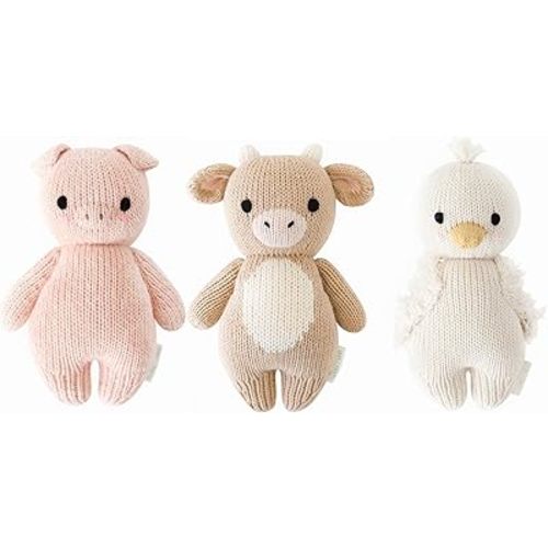 cuddle + kind Baby Animal Bundle - Baby Piglet, Baby Cow (Jersey), Baby Gosling - Set of 3 Lovingly Handcrafted, Fair Trade, Heirloom Quality