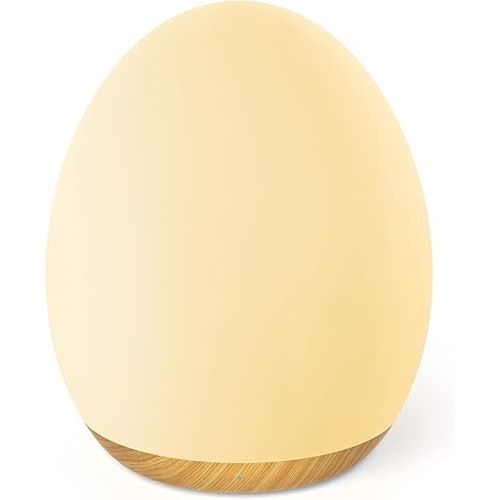 JolyWell Night Light for Kids with Color Changing Mode & Dimming Function, Rechargeable Baby Egg Night Light with 1 Hour Timer&Touch Control, up to 100H, Wood Grain