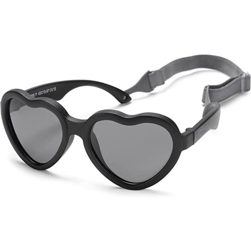 Flexible Heart Shaped Baby Polarized Sunglasses with Strap Adjustable Toddler & Infant Age 0-24 Months
