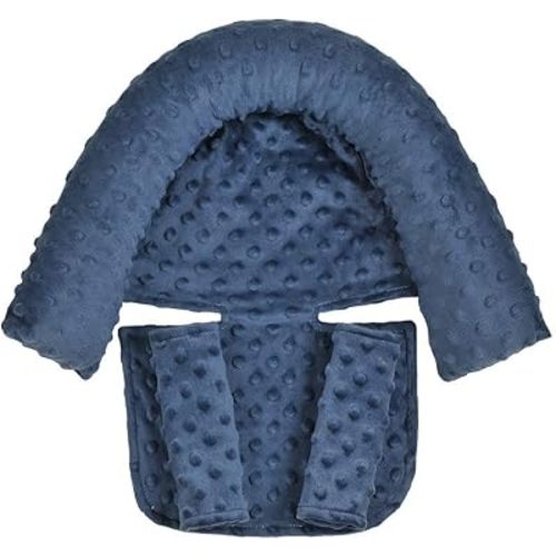 Upgraded 3-in-1 Baby Head Body Support Pillow and Strap Covers for Infant Toddler-Baby Head and Neck Support Insert Cushion Pad for Car Seat Drak Blue