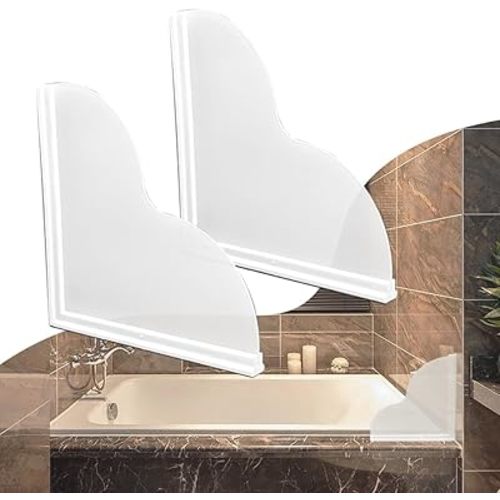 Shower Splash Guard Kit, Large Splash Guards for Bathtub Waterproof Self-Adhesive Shower Corner Guards to Keep Water in Shower or Bath, Pack of 2 (9.25 x 9.25 inches)