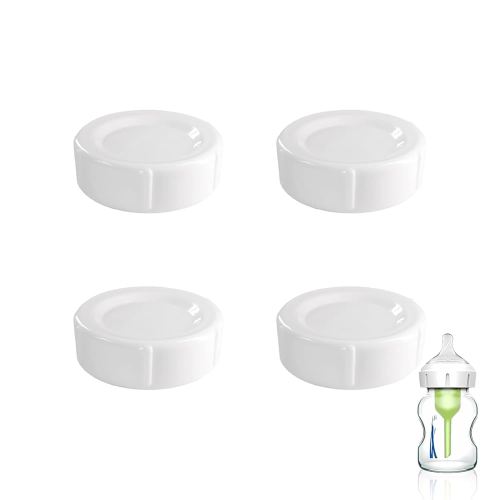 4pcs Wide Bottle Caps Compatible for Wide-Neck Natural Flow Dr Brown Bottles,BPA Free Travel and Storage Baby Bottle Lids Replacement Parts with Sealing Gasket for Baby Bottles Accessory (White)