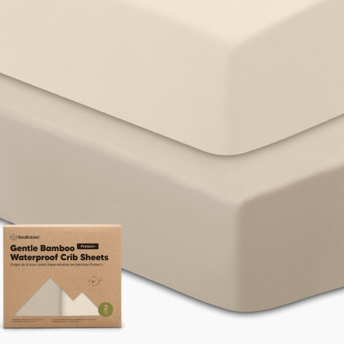 KeaBabies 2-Pack Isla (Protect+) Waterproof Crib Sheets - Ecru
