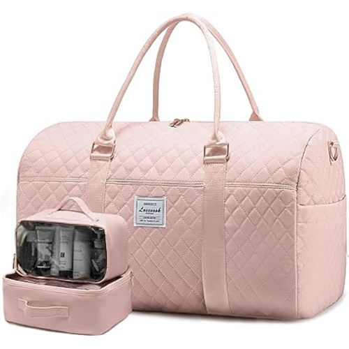 LOVEVOOK Travel Duffle Bag, Weekender Bag for Women with Toiletry Bag, Carry on Overnight Bag with Shoe Compartment,Gym Duffel Bag with Wet Pocket,Mommy Hospital Bags for Labor and Delivery 3Pcs