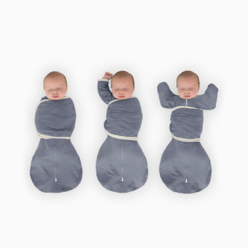 Omni Swaddle Sack with Arms Up Half-Length Sleeves and Mitten Cuffs - Heathered Denim
