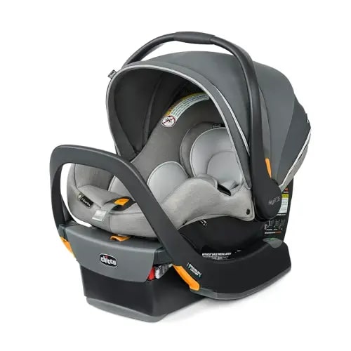 Chicco KeyFit® 35 Zip ClearTex® Infant Car Seat and Base, Rear-Facing Seat for Infants 4-35 lbs., Zip-Open Privacy Shield, Compatible with Chicco Strollers | Ash/Grey