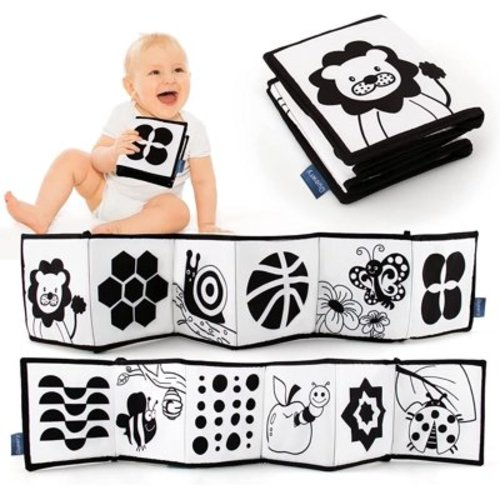 My First Black And White High Contrast Soft Book , Infant Tummy Time Toys, Black And White Baby Cards, Folding Educational Activity Cloth Book Suitable For Boys Girls Toddler