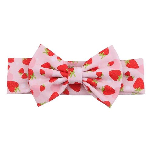 GSHLLO Baby Strawberry Bow Headband Bow Knot Turban Hairband Infant Stretchy Hair Band Baby Girl Fruit Headband Toddler Elastic Headwear Big Bow Headwrap for Kids Children