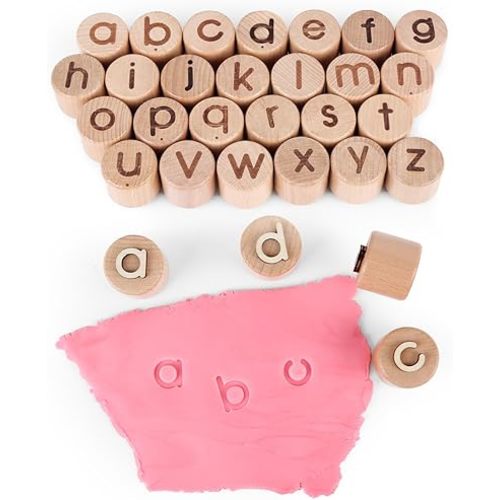 Alphabet Playdough Stamps for Kids, Lowercase Clay Letter Stamps for Toddler, Playdough Bulk Pack Classroom, Montessori Toys for 3 Year Old