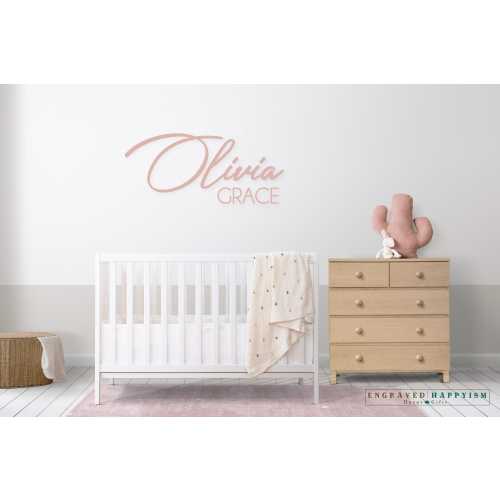 Personalized Wooden Baby Name Sign with First and Middle Names - Nursery Decor