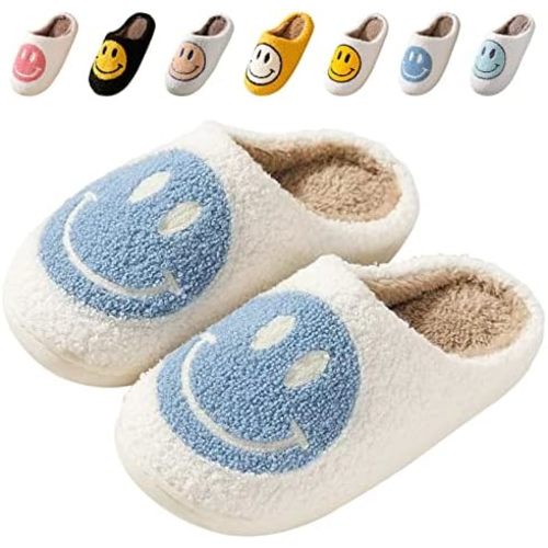 Beishani Smile Face Slippers for Women Happy face slippers Retro Soft Plush Warm Slip-on Slippers Cozy Indoor Outdoor Womens Slippers