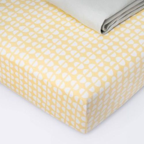 Fitted Jersey Crib Sheet - Cloud Island™ Half Circles/Gray Mustard Yellow/Gray 2pk