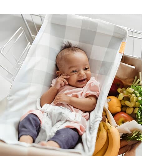 BINXY BABY Shopping Cart Hammock | The Original | Holds All Car Seat Models | Ergonomic Infant Carrier + Positioner… (Buffalo Check)