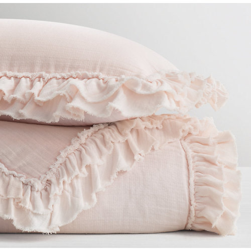 Ruffled Washed Cotton Gauze Toddler Quilt | RH Baby & Child