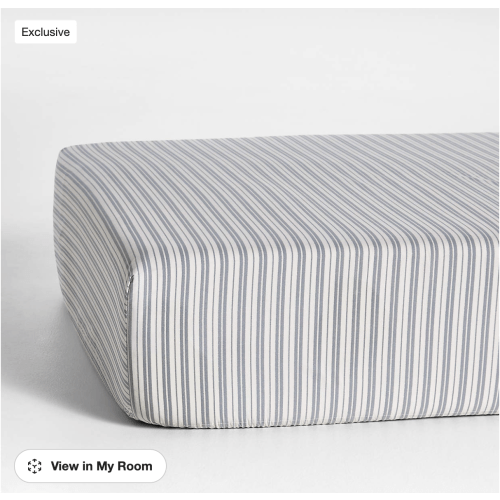 Frenchie Cloudy Blue Organic Cotton Baby Crib Fitted Sheet by Leanne Ford
