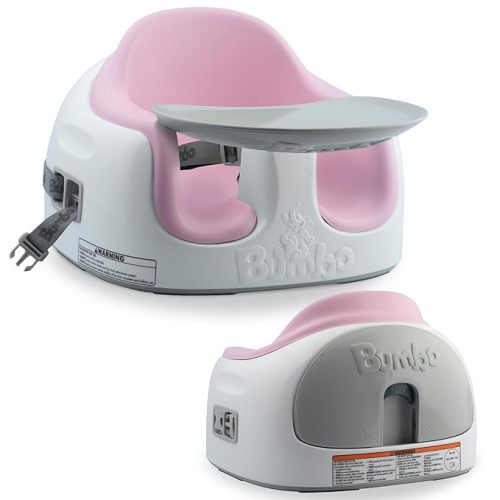 Bumbo 3-in-1 Baby Multi Seat Booster with Feeding Tray, 6-36 Months Old, Cradle Pink - High Chair and Floor Seat Accessory for Babies, Infants, and Toddlers