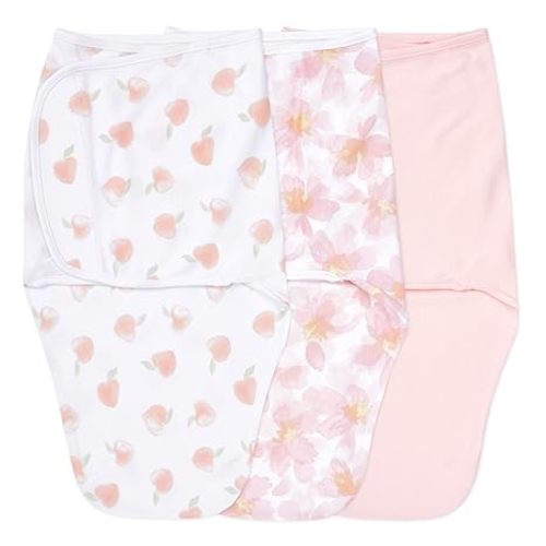aden + anais Easy Swaddle Wrap, Newborn Wearable Swaddle Blanket, Adjustable Fasteners, 100% Cotton, 3 Pack, 0-3 Months, Garden Floral