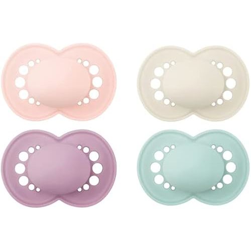 MAM Original Matte Baby Pacifier, Pink/Purple/Blue, 6-16 Months (4 Count)