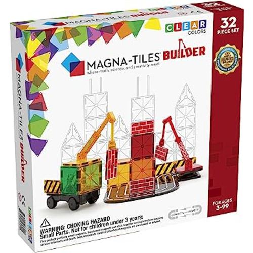 Magna-Tiles Builder Set, The Original Magnetic Building Tiles for Creative Open-Ended Play, Educational Toys for Children Ages 3 Years + (32 Pieces)