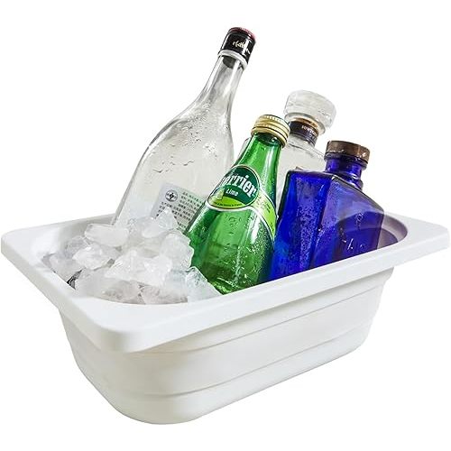 Beright Collapsible Storage Bin, Wash Basin Folding Dish Tub Sink, Space Saving for Dishing, Fruit and Camping, Hiking and Home, White, Small, 1 Pack