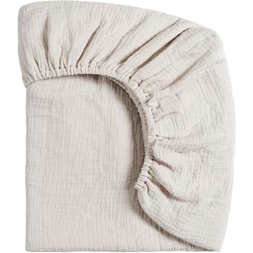 Meracorallo Muslin Mini Crib Sheet, Pack n Play Fitted Sheet, Soft and Breathable Pack and Play Playard Mattress Sheet for Baby Boys and Girls (Fog)
