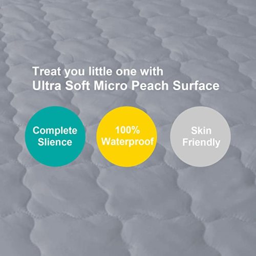 Pack and Play Sheets Mattress Pad Protector Fitted Waterproof Playard Mattress Cover, Compatible with Graco Pack n Play & Dream On Me & Pamo Babe, Playpen/Playard Sheet Quilted, Gray, 39" x 27"