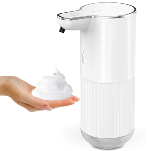Automatic Foaming Soap Dispenser,Touchless Hand Sanitizer Dispenser Electric,Hand Soap Dispenser 4-Level Adjustable, Foam Soap with USB C Rechargeable for Kitchen,Bathroom,Hotel,Restaurant(White)