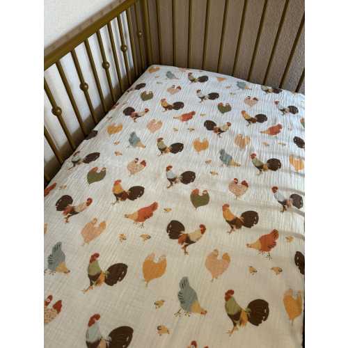 Chicken-Themed Baby Bedding: Crib Sheets, Swaddles, Bassinet Sheets, Custom Sizes