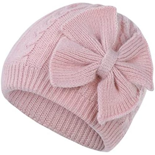 Zando Newborn Baby Girls Hats with Cute Bow Warm Baby Winter Hat Knitted Infant Hat Baby Beanies for Boys Girls 0-6 Months