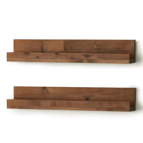 Unbranded 4 in. x 28 in. x 4.75 in. Walnut Solid Wood Nursery Floating Decorative Wall Shelf Bookshelves (Set of 2) MFS2SH-SW