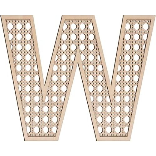Large Boho Wooden Rattan Letters 12 inch for Nursery Decor Wood Letter W Wall Decors for Baby Girl Boy Bedroom Home Rustic Name Sign Birthday Wedding Decorative Letters