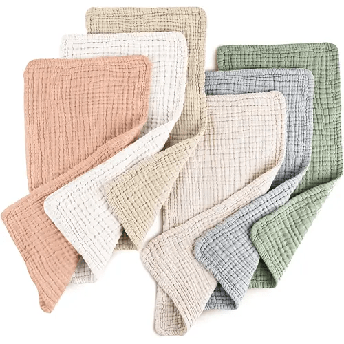 Konssy Muslin Baby Burp Cloths Sets for Unisex- 6 Pack Large 100% Cotton Burping Clothes for Newborn，Baby Girls and Boys