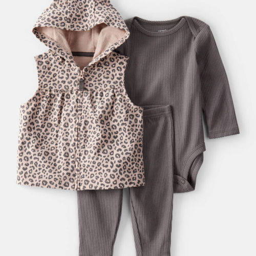 Brown Baby 3-Piece Leopard Little Vest Set | Carter’s Oshkosh Canada