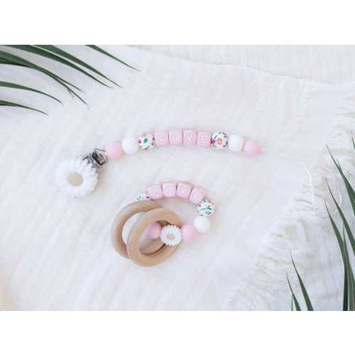 Personalized Pacifier Clip: Montessori Rattle Toy - Baby Keepsake - Newborn Baby Gifts