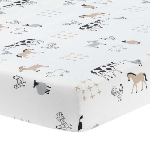 Baby Farm Animals 100% Cotton Fitted Crib Sheet - White – Lambs & Ivy