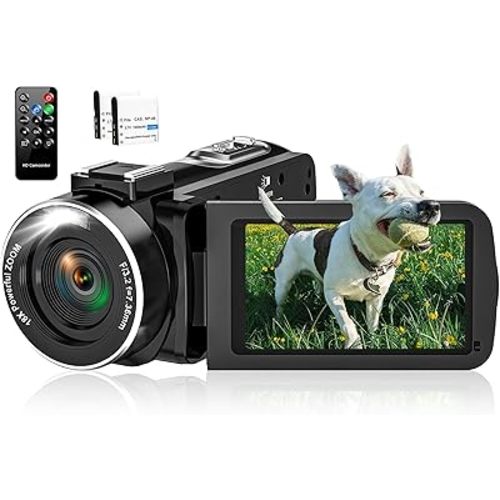 2.7K 48MP 30 FPS Camcorder Video Camera Digital Camera 16X Digital Zoom 3.0'' Flip Screen YouTube Vlogging Camera with Remote Control and 2 Batteries