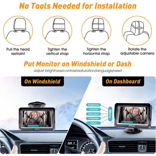 Baby Car Camera 2-Pack for Seat: Adjustable Infant Car Camera Easy Setup for Family with 2 Cars - HD 1080P Crystal Night Vision Backseat Camera for Two Kids