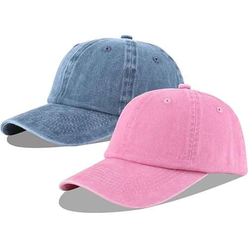 LANGZHEN Unisex Baseball Cap 100% Cotton Fits Men Women Washed Denim Adjustable Dad Hat