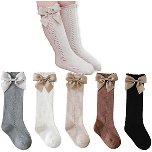 Baby Girls knee high socks Toddler Bow Mesh Breathable Dress Socks Kids Cotton Tube Uniform Stockings