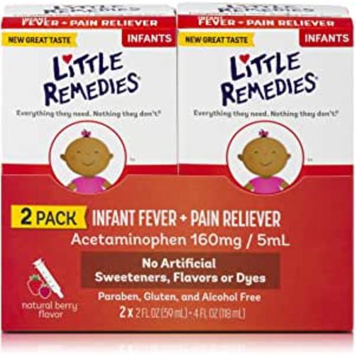 Little Remedies Infant Fever & Pain Reliever, Natural Berry Flavor, 2 Fl Oz (Pack of 2)
